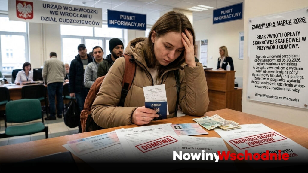 Rozczarowana cudzoziemka w urzędzie wojewódzkim po odmowie karty pobytu – brak zwrotu opłaty skarbowej 2026
