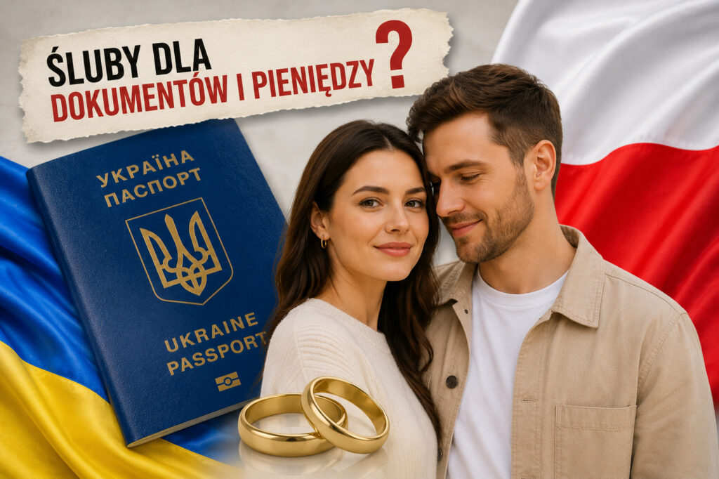 Ilustracja symboliczna do artykułu „Kolejne 5 mitów o Ukraińcach w Polsce" — mit 5: „Ukrainki wychodzą za Polaków dla dokumentów i pieniędzy".